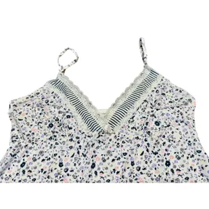 Laura Ashley Floral Lace Trim Nightgown XL White Purple Striped V-Neck‎ Chemise thumbnail 7