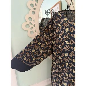 April Cornell For Cornell Trading Black Floral Midi Dress‎ Size Large Vtg Kaftan thumbnail 4