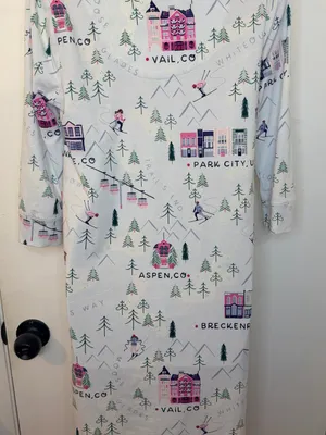 Soma XS Ski Town Nightgown Dress Aspen Vail Breckenridge Park City 3/4 Sleeve thumbnail 8