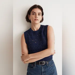 Madewell Open Stitch Sweater Vest in Navy S thumbnail 5