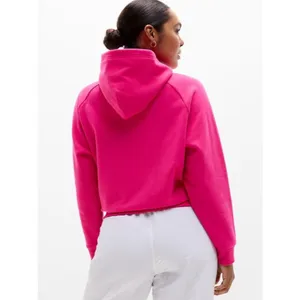 New Athleta M Easy Fleece 1/2 Zip Hoodie Dahlia Pink Medium #473713 thumbnail 6