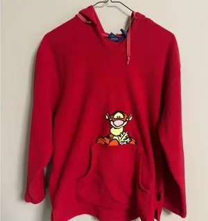 Vintage Disney Winnie the POOH Tigger Fleece Pullover Sweatshirt Size Large Red thumbnail 1