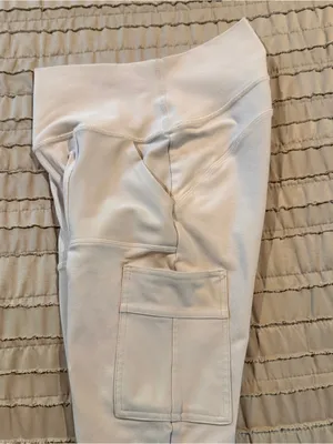 ALO Yoga High Waist Cargo Leggings Bone Ivory Cream White Extra Small XS Workout thumbnail 4