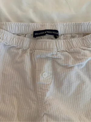 Brandy Melville Cream and Light Pink Striped Lounge Shorts thumbnail 2