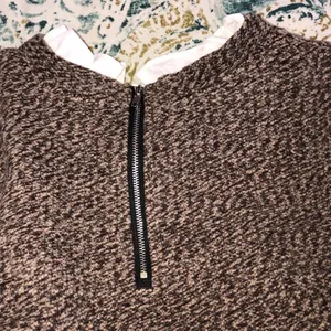Small brown high neck boho ruffle sweater thumbnail 4