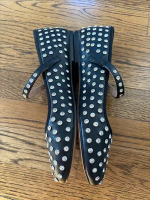 Steve Madden Vinetta Black & rhinestone Studded Mary Jane baller flats, 7.5 thumbnail 2