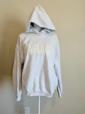 NWOT Garage Ultra Fleece oversized hoodie with pockets size s/m gray/snow white thumbnail 5