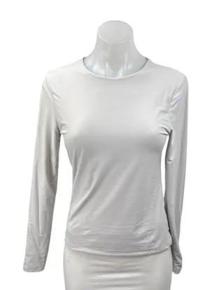 Abercrombie & Fitch Women's Gray White Crewneck Long Sleeve Tee T-shirt Top Sz M thumbnail 1