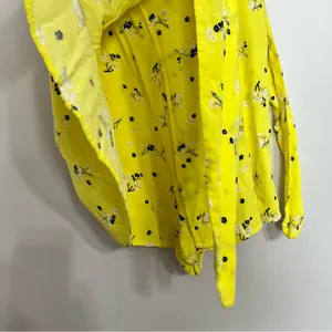 Free People‎ Tango At Night Electric Yellow Floral Wrap Shorts Romper Size 4 thumbnail 4
