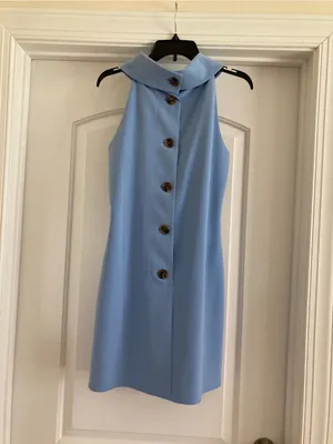 Sail to Sable Light Blue Sleeveless High-Neck Mini Dress thumbnail 6