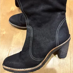 Stuart Weitzman tall suede pull on boots with stitching 8 brown thumbnail 3
