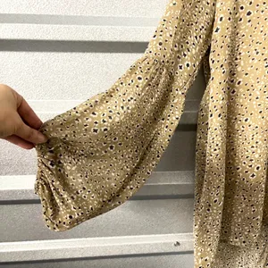 By Together Leopard Print Blouse‎ Womens Small Tan Boho Lace Up Balloon Sleeve thumbnail 3