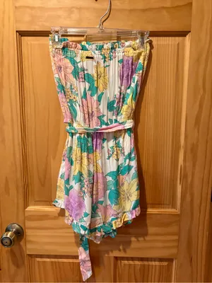 Billabong floral strapless romper vibrant floral women’s M thumbnail 6