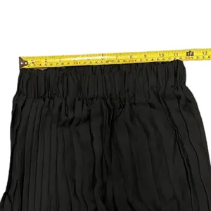 Black Pleated Semi Sheer Pull On Beach Pool Cover Up Pants Small thumbnail 4