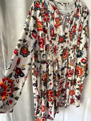 Old Navy Boho Tassel-Tie Floral Swing mini Dress long sleeves women size L thumbnail 3