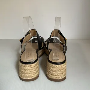 Liz Claiborne Black Espadrille Platform Sandals Size 6M Slide Wedge thumbnail 5