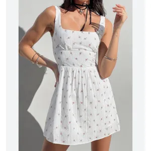 Princess Polly Samana Mini Dress Ditsy Floral Square Neck White Purple Sz 14 NEW thumbnail 2