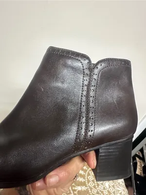 croft & barrow Dark Brown Leather Ankle Booties with Low Block Heel thumbnail 8