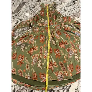 Angel Biba Size 8 Olive Floral Halter Mini Dress Boho Fit & Flare thumbnail 6