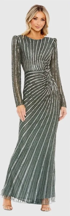 MAC DUGGAL 5641 Embellished Puff Sleeve Side Knot Gown Dress FLAW thumbnail 1