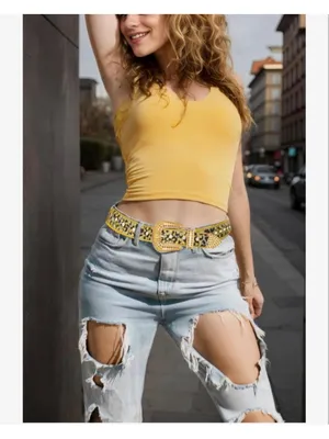 NEW Rhinestone Leopard Bling Belts Women Luxury BB Y2K Cowgirl Belt M thumbnail 2
