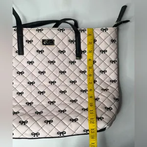 Luv Betsey By Betsey Johnson Pink Black Large Bag Bows Tote Quilted Y2K‎ Quirky thumbnail 4