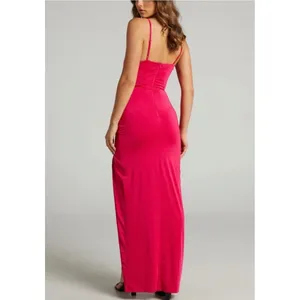 NWT Showpo‎ Trinah Corset Maxi Dress Size 6 Pink Ruched High Slit Formal Stretch thumbnail 12