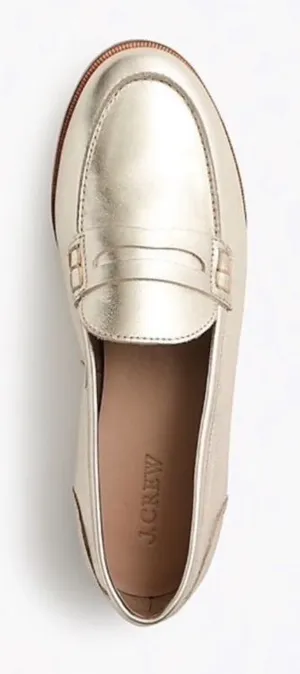 J Crew Ryan Penny Loafer in Metallic Gold thumbnail 1