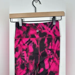 Strut This Pink Black Tie Dye Leggings Small High Rise‎ Yoga Athletic Pants thumbnail 6