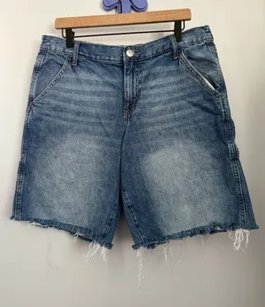 Aeropostale Men’s Large Baggy Denim Jorts Medium Wash 90s Relaxed Cargo thumbnail 1