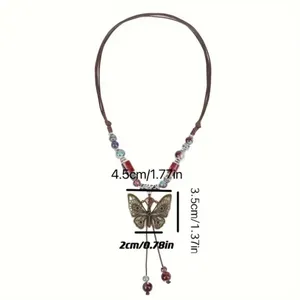 Ethnic Style Butterfly Long Necklace Vintage Sweater Chain Charm Boho Necklace J thumbnail 6