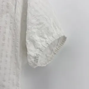 Anthropologie White V-Neck‎ Tiered Sleeve Tunic Dress Textured Collared Medium thumbnail 4