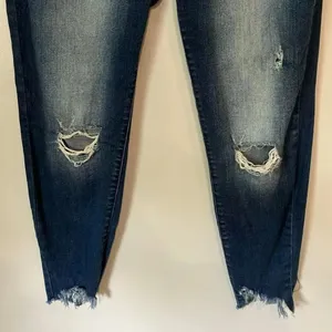 Kancan High Rise Medium Wash Distressed Raw Hem Skinny Jeans 15/31 #785 thumbnail 4