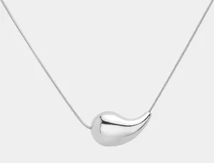 NWT Lux lux 18K gold dipped puffed sideways teardrop 16” necklace thumbnail 1