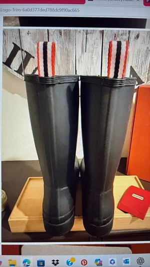 Hunter Black Rainboots with Red Logo Trim  thumbnail 3