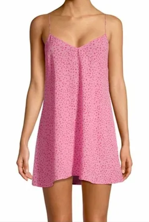 For Love and Lemons Twinkle Slip Dress Pink Spaghetti Straps Romantic Coastal L thumbnail 1