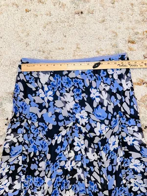 Women's Blue Floral Maxi Skirt - Flowing Print Skirt thumbnail 9