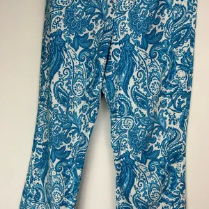 NWOT ZARA Linen Blend Trouser Pants Sz 6 Kick Flare Hem Blue Paisley Print thumbnail 8