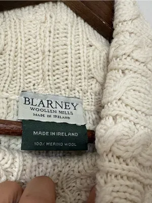 Blarney Woollen Mills 100% Merino Wool Aran Knit Poncho Cape Ivory One Size thumbnail 3