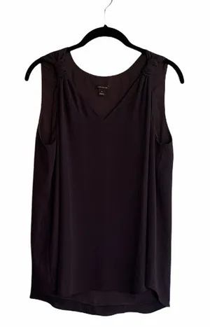 Ann Taylor Navy Knot Sleeve V-Neck Tank Top Size Medium Professional thumbnail 1
