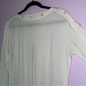Jeanne Pierre Size M White Cashmere Blend Sweater Lightweight Knit Preppy thumbnail 2