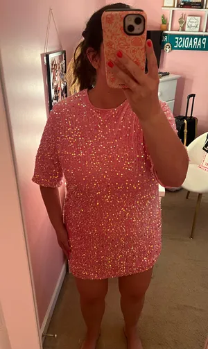 Pink sequin dress Size XL thumbnail 9