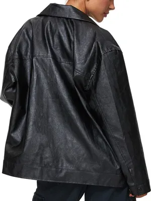 Princess Polly “Callie” Oversized Black Faux Leather zipped Jacket sz 4 thumbnail 6