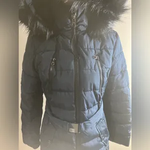 Nautica women’s belted winter coat navy blue medium thumbnail 5