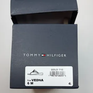 Tommy Hilfiger Women's Vedna Cutout Logo Jelly Thong Sandals- Gold- Size 6 thumbnail 3