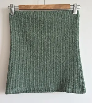 Zara Green Metallic Ribbed Knit Strapless Tube Top Size Medium thumbnail 1