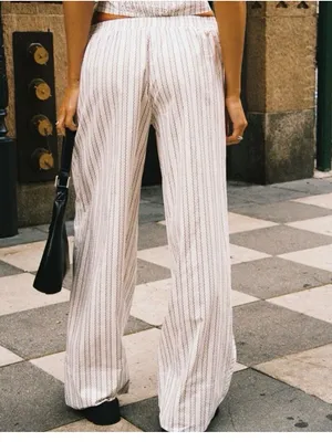 Princess Polly White Striped Wide Leg Relaxed Fit Pants NWT 6 thumbnail 5