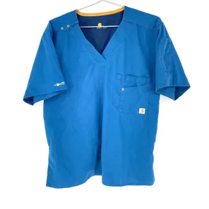Carhartt Force Scrub Top Mens Small Blue V Neck Medical Shirt thumbnail 1