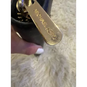 Michael Kors Black Leather Zip Around‎ Continental Wallet Gold Tone Logo thumbnail 4