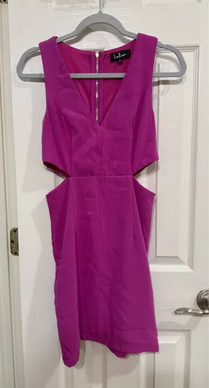 LuLus Backstage Pass Magenta Sleeveless Cutout Back Zip Bodycon Dress thumbnail 1
